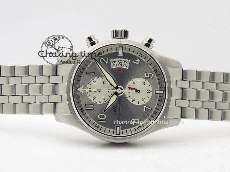 MIROTIME 0315 Pilot Chrono SS IW387809 ZF 1:1 Best Edition Silver Dial On SS Bracelet A Trendsetting 7327